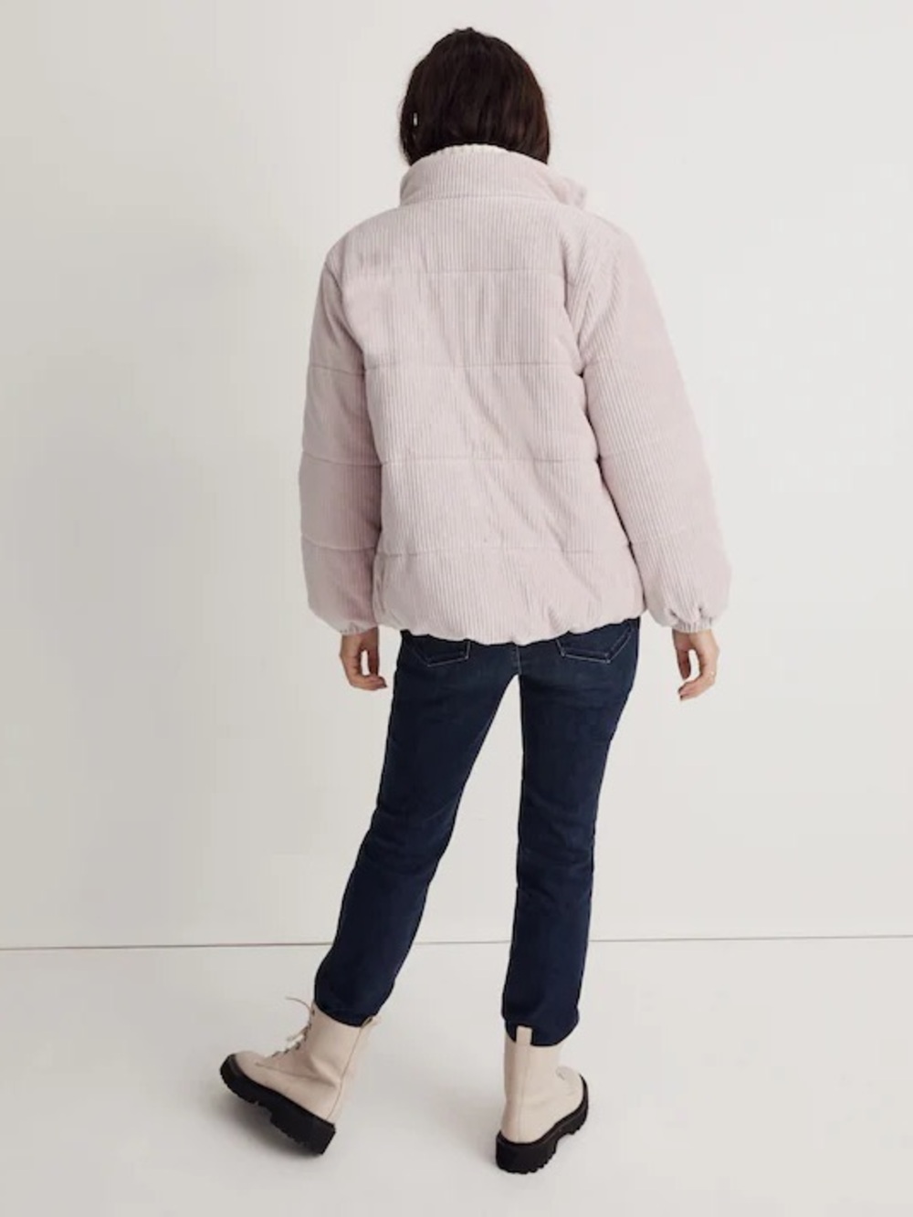 Madewell New Wyman Quilted Corduroy Puffer Jacket Coat Pink Small S - Picture 3 of 6